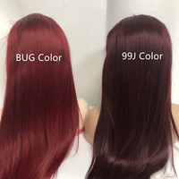Perruque Lace Front Wig naturelle bordeaux 99j, 13x4 couleurs, cheveux humains, Body lisse, Deep Water Wave