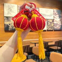 Pendentif porte-clés lanterne rouge en laine créative, ornement du Nouvel An 'Succès une fois' et décoration suspendue pour l'Année du Cheval, petit cadeau