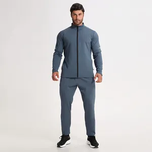 남성 러닝 재킷과 바지 세트 체육관 의류 투피스 스포츠웨어 남성 가을 스판덱스 폴리에스터 운동복