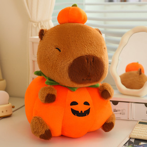 Jouet en peluche capybara citrouille d'Halloween mignon, super doux, doublure en maille, <span class=keywords><strong>coussin</strong></span> de sommeil, cadeau - Product Image 2