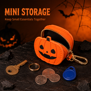 Monedero pequeño de PU con cremallera, diseño de calabaza de Halloween y telaraña, con llavero para mochila, adorno para bolso, regalos de decoración navideña - Product Image 2