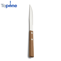 Ensemble de couverts TOPONE classique en acier inoxydable avec manche en bois – Écologique, durable, résistant à la rouille, couteau à steak portable pour l'extérieur