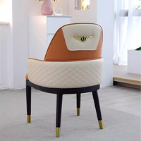 Chaise de salle à manger en cuir capitonné marron-orange, style coquille, en bois, pour appartement et maison, mobilier moderne de luxe