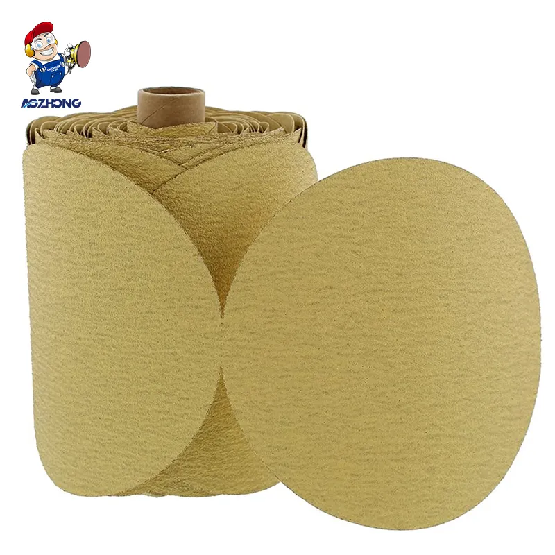 Factory Sale 6 "Sticky Back Selbst klebende PSA Gold Schleif scheiben rolle Körnung PSA Vlies Schleifpapier Scheiben rolle