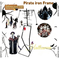 Décoration d'Halloween Pirate Fantôme avec structure métallique interne, alimentée par piles, capteur électrique, décoration suspendue pour usage intérieur