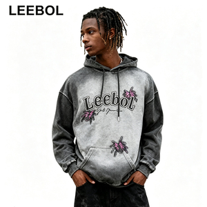 Felpa con Cappuccio Vintage Effetto <span class=keywords><strong>Spider</strong></span>, Ricamo Applicato, Stile Hip Hop Street, Manica Lunga Larga per Uomo - Product Image 1