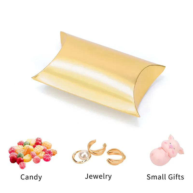 Custom Logo Candy Packing Solid Color Holographic Degrade Glitter Pillow Shaped Boxes