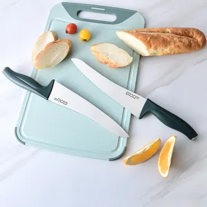 New Design Green Color Plastic Handle Professional Chef Kitchen Knife Set