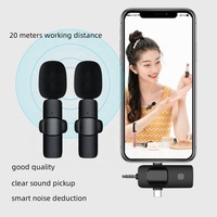 Microphone sans fil portable pour enregistrement vidéo, à clipser sur le col, K15, pas cher, 3 en 1, noir, pour iPhone, 200 mAh