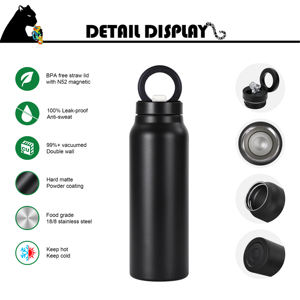 Botella Deportiva de Agua Aislada, Vaso <span class=keywords><strong>Rosa</strong></span> al por Mayor, Botella de Agua de Acero Inoxidable Personalizada con Tapa y Pajita - Product Image 2