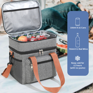 Large Capacity Double Layer, Simple Design Cross Insulation Lunch Bag Durable Polyester for Outdoor Camping Picnics Cooler Bag/ - Product Image 2