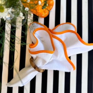 Wrapped-edge Custom Organic Cotton-<b>linen</b>/<b>Linen</b> Napkins & <b>Table</b> <b>Cloth</b> Handmade Scallop Embroidery Cotton Canvas Placemat - Product Image 2