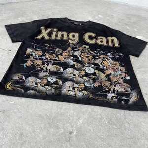 T-shirt Personnalisé en Strass Vintage Délavé à l'Acide Col Rond <span class=keywords><strong>Coton</strong></span> Lourd 100% Imprimé DTG Coupe Ample Courte Graphique Homme - Product Image 4