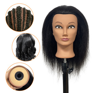Tête de mannequin homme en cheveux humains noirs, décolorée, teinte, permanentée, avec dreadlocks et chignon pour la pratique et l'enseignement de la <span class=keywords><strong>coiffure</strong></span> - Product Image 1