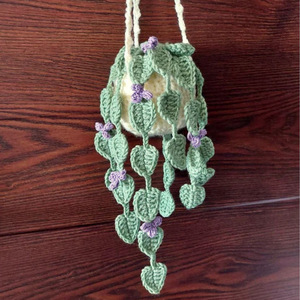 Nouveau produit transfrontalier 2026 : Pendentif moderne en coton et <span class=keywords><strong>laine</strong></span> tricoté à la main, motif feuille de fleur, pour rétroviseur de voiture, produit fini, vente en gros - Product Image 3