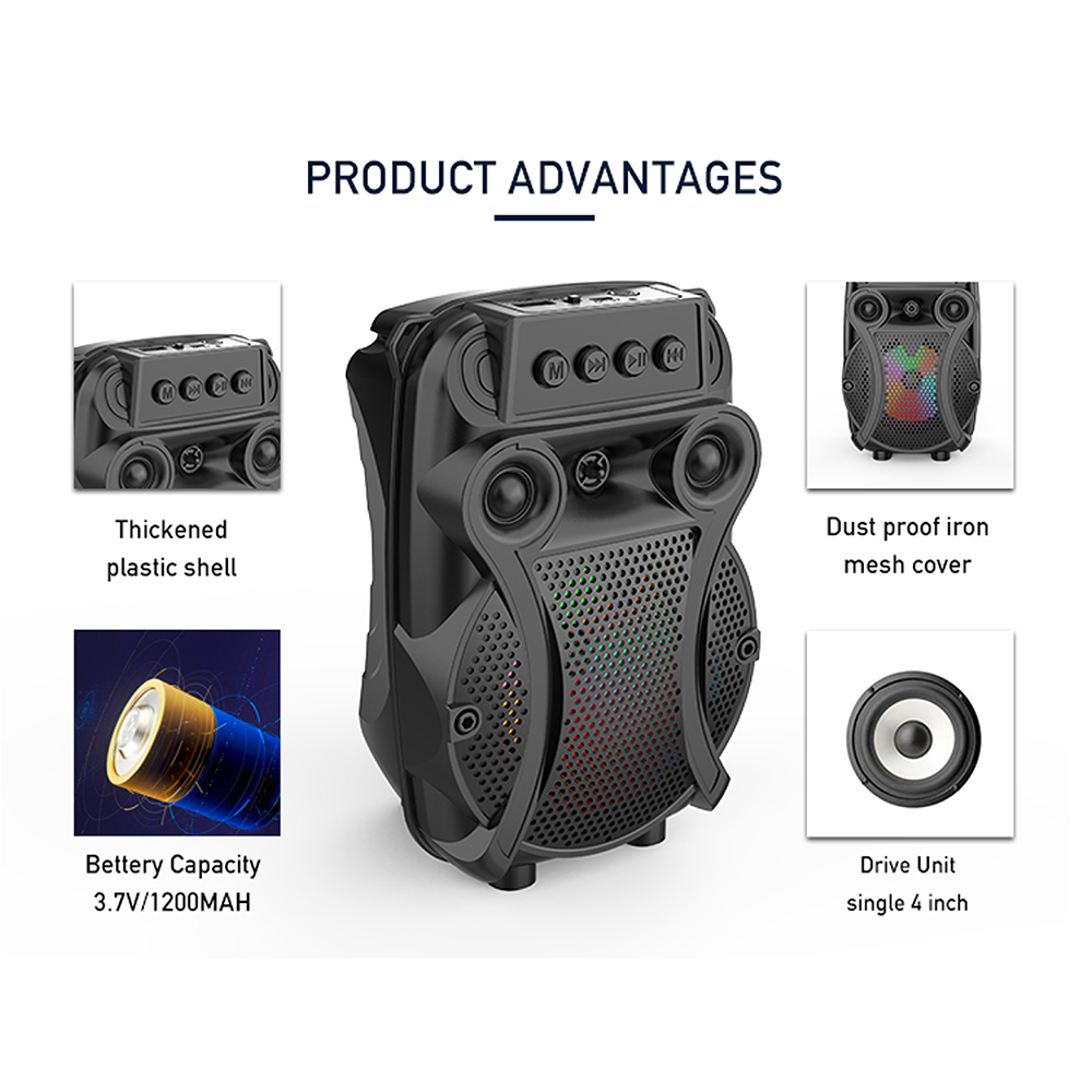 ZQS1429 Wireless Mini Speaker - Portable LED Light Karaoke