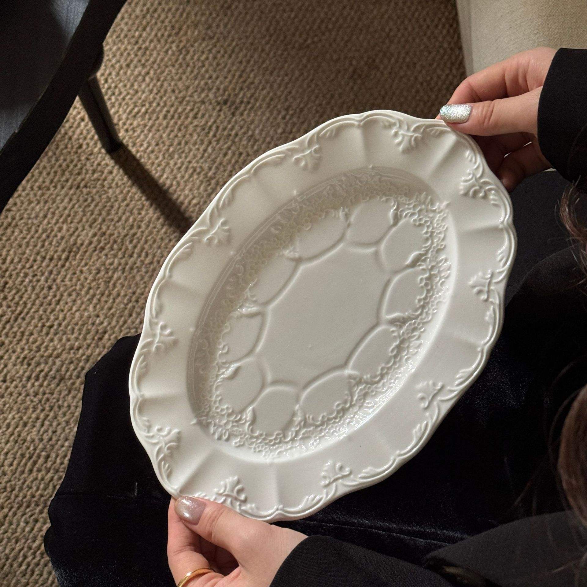 Moonlight Lace Oval Plate 25.5*17*2