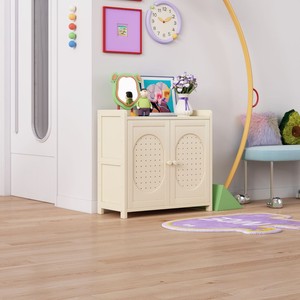 Home entryway <b>shoe</b> cabinet, white and cream-colored, 2025 new style, made of bamboo, storage unit, <b>wall</b>-mounted, with doors. - Product Image 1