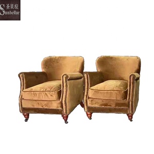 Fauteuil latéral en velours, confortable, moderne, avec tissu en bois, pour les loisirs, salon, club, - Product Image 1