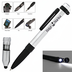Bolígrafo Multiherramienta 7 en 1 con Luz LED, Brújula, Lápiz Táctil, Soporte para Teléfono, Logotipo Personalizado, Bolígrafo Novedoso para Regalo <span class=keywords><strong>de</strong></span> Aniversario Corporativo - Product Image 1