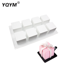 Multifunctionele 8 holte ice cube mould mini vierkante Franse dessert Mousse Siliconen Cakevorm