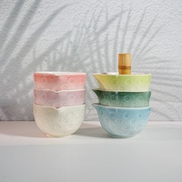 En stock, logo personnalisé, 2 pièces, bol à matcha en céramique moderne, support pour fouet, boîte cadeau pour débutant en matcha
