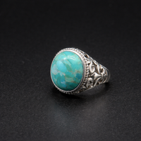 S925 Silber Kristallbesetzter Vintage Gravierter Ring