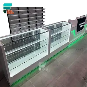 Counter Display Unit Gold Round Glass Shelving Display Case Retail Store Smoke Shop Smoke Shop Retail Store