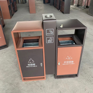 Nuevo diseño de cubo de basura de metal cubo de basura al aire libre cubo de basura comercial para residencias comercio área pública