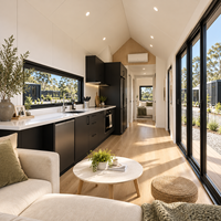 Rumah Mungil Mewah Beroda untuk Proyek Australia, Rumah Prefabrikasi Mobile dengan Dapur, Kamar Mandi, Kamar Tidur, Interior Lengkap Pabrikasi