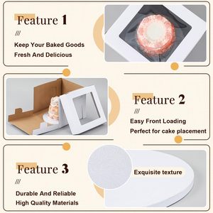 Cajas de pastel de cartón corrugado resistente al agua de alta calidad, cubo cuadrado ecológico, ventanas transparentes para comida, pastel, postre - Product Image 3