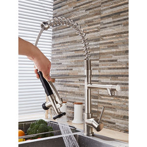 <span class=keywords><strong>Robinet</strong></span> de <span class=keywords><strong>cuisine</strong></span> thermostatique en cuivre à poignée unique, évier à vaisselle coulissant avec pomme de douche rotative, fonction chaude et froide - Product Image 5