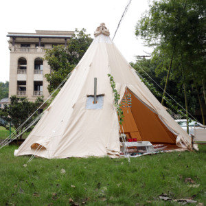 Tienda de Campaña Impermeable de 5 m, Tienda de Campaña Gigante Tipo <span class=keywords><strong>Tipi</strong></span> para Acampar al Aire Libre, Tienda de Campaña de Lona Tipo <span class=keywords><strong>Tipi</strong></span> <span class=keywords><strong>Indio</strong></span>, Tienda de Campaña Piramidal - Product Image 2