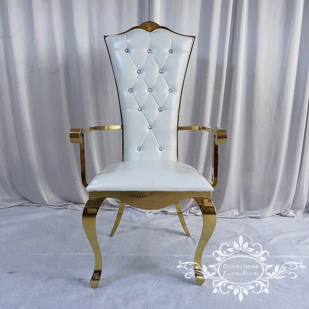 2022 Nieuwe Collectie Golden Rvs Wedding Arm Bruid En Bruidegom Stoelen