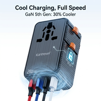 Adaptador de Viaje Universal Slim Plug Todo en Uno para Reino Unido, Estados Unidos, UE, Australia, 15 W PD, Cargador de Energía Mini Ultrafino 4 en 1 con 7 Puertos