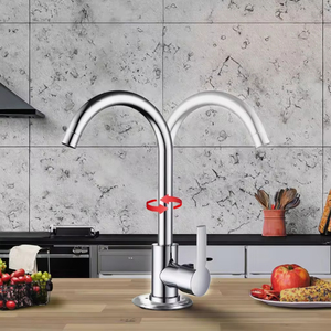 Robinet de cuisine moderne chromé à trou unique, robinets d'évier rotatifs montés sur le pont avec vanne en céramique, fonction robinet à eau - Product Image 3