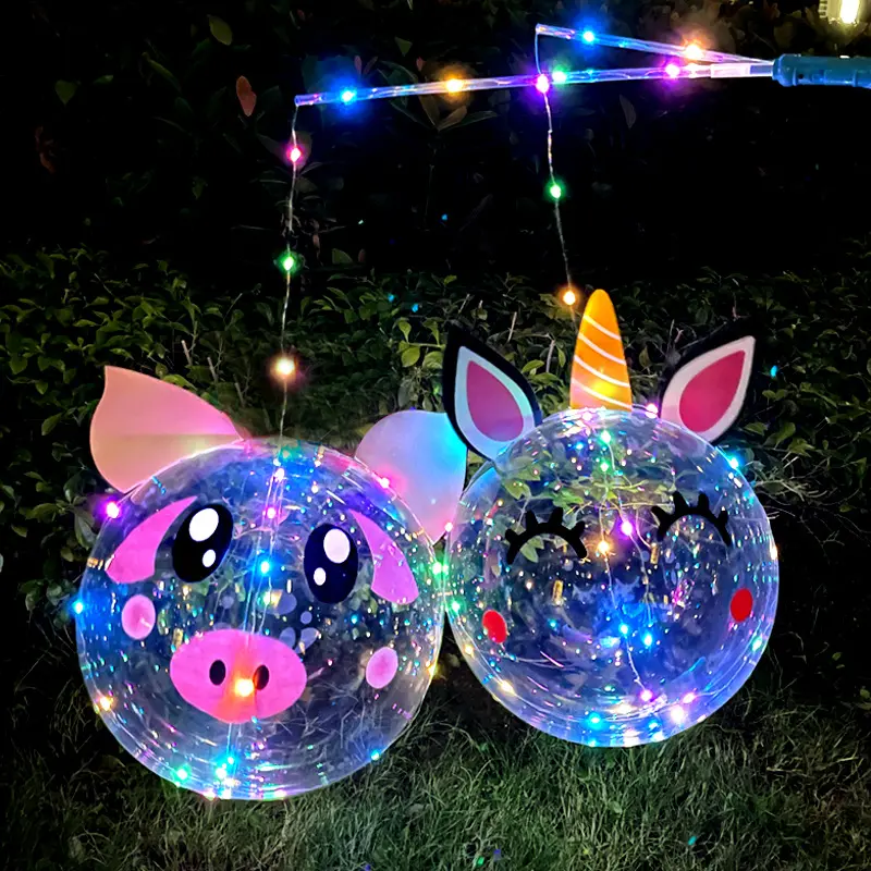 Lanterne à main Bobo dessin animé animaux enfants Transparent PVC ballon fête divertissement