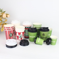 Gobelet en papier à café écologique avec logo imprimé personnalisé gobelet en papier à café jetable biodégradable de 16oz avec couvercle pour boisson chaude et froide thé