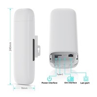 Amplificateur de signal 5G extérieur avec alimentation POE/DC 2,5 Gbps, 1 port LAN GE, 1 SIM, 1 port Type-C, couverture de 300-500 m²