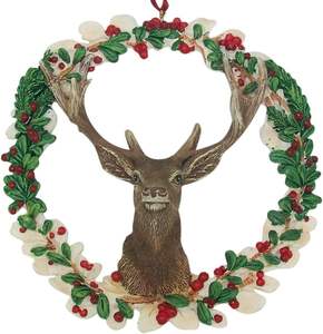 Anpassen Gussharz Nizza Kranz Buck Deer Hängende Weihnachts baum Ornament Handgemalte Wildtier Handwerk DIY dekorative Kugel - Product Image 1