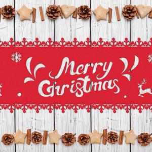 Familia Navidad vacaciones <span class=keywords><strong>Mesa</strong></span> Lino cena fiesta <span class=keywords><strong>Mesa</strong></span> decoración Navidad copos ciervo <span class=keywords><strong>fieltro</strong></span> rojo <span class=keywords><strong>camino</strong></span> <span class=keywords><strong>de</strong></span> <span class=keywords><strong>mesa</strong></span> - Product Image 4