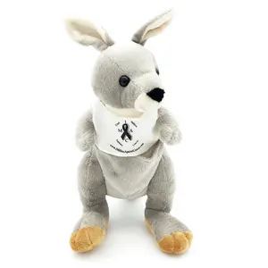 Wholesale plush toy kangaroo stuffed baby animal doll toys soft grey kangaroo