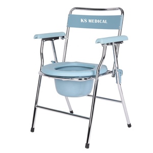 KSMED Disabled Toilet Chair KSM-CC Lightweight <b>Folding</b> Travel <b>Commode</b> Chair Wheels Toilet Chair with Arm - Product Image 3