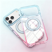 Coque transparente dégradée avec support magnétique intégré, anti-traces de doigts et antichoc pour iPhone 18 17 16 Pro Max