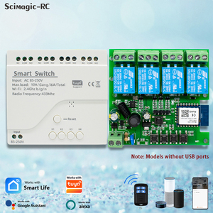 Módulo WIFI de 4 Canales Compatible con Tuya Smart Switch, Control <span class=keywords><strong>Remoto</strong></span> 85-250V, Receptor 10A, Relé Inteligente para Alexa y Google Home - Product Image 6