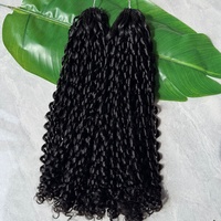 Dropshipping Cheveux pré-bouclés Pixie Double Plumes dessinées Cheveux humains crochetés Extensions de cheveux vierges bruts