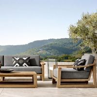 Ensemble de meubles de jardin en teck modernes de luxe canapé de terrasse extérieur imperméable pour hôtel salon chambre parc appartement Hall