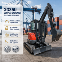 Excavator Mini XG35U Langsung dari Pabrik, Mini Excavator 3.5 Ton Mesin Yanmar CE EPA Euro 5 Kabin untuk Konstruksi Penggalian Parit