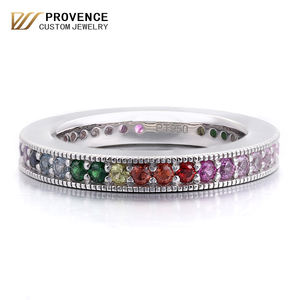 <span class=keywords><strong>Bague</strong></span> de mariage vintage en or massif 14 carats avec pavé de pierres précieuses de laboratoire, <span class=keywords><strong>bague</strong></span> éternelle colorée pour homme - Product Image 2