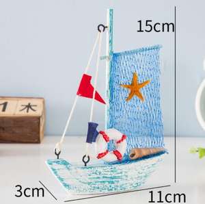 Modèle de <span class=keywords><strong>voilier</strong></span> miniature de 15 cm, décoration d'intérieur, style <span class=keywords><strong>méditerranéen</strong></span>, <span class=keywords><strong>petit</strong></span> bateau de pêche, décoration de bateau miniature - Product Image 3